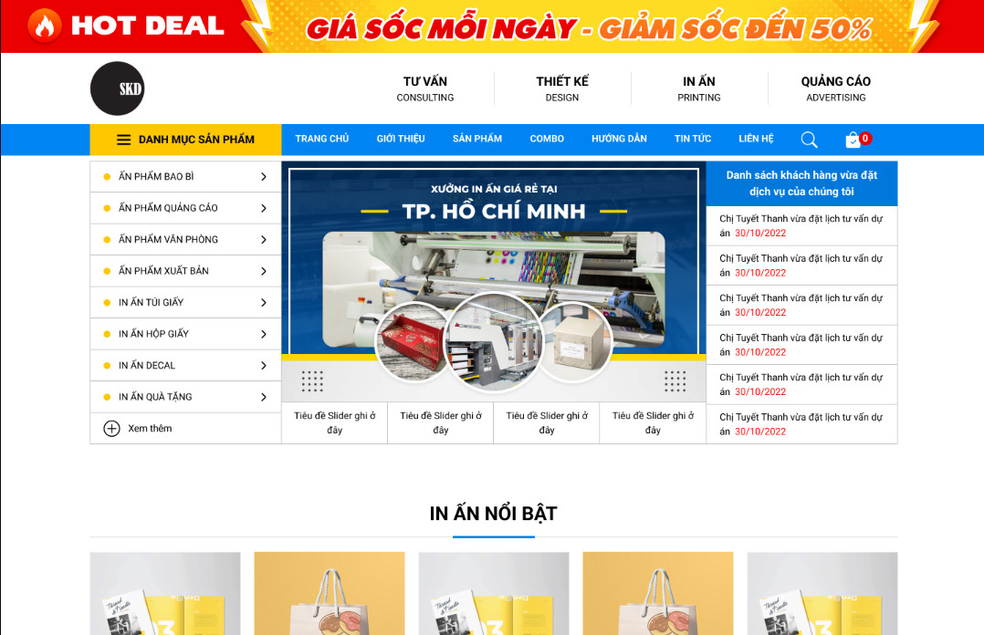 thiết kế website in ấn bao bì